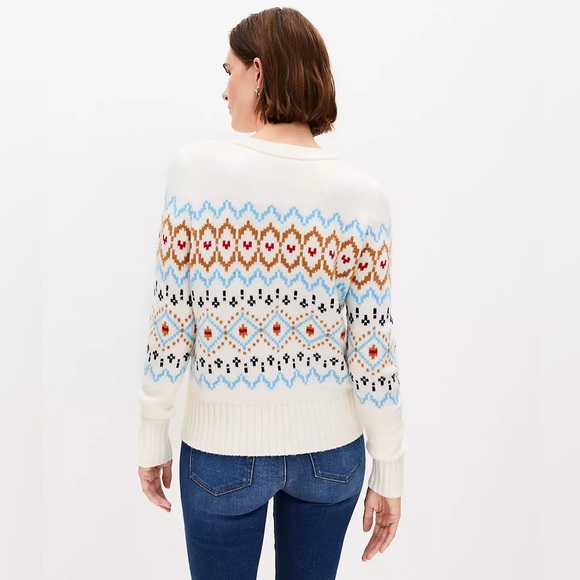 LOFT Mixed Fair Isle Sweater - Size Small - Picture 2 of 7